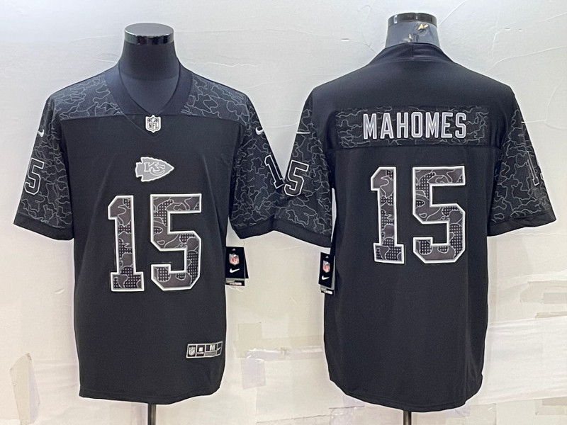 Nike Chiefs 15 Patrick Mahomes Black RFLCTV Limited Jersey