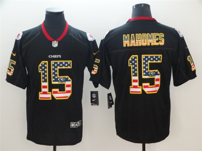  Chiefs 15 Patrick Mahomes Black USA Flag Fashion Limited Jersey