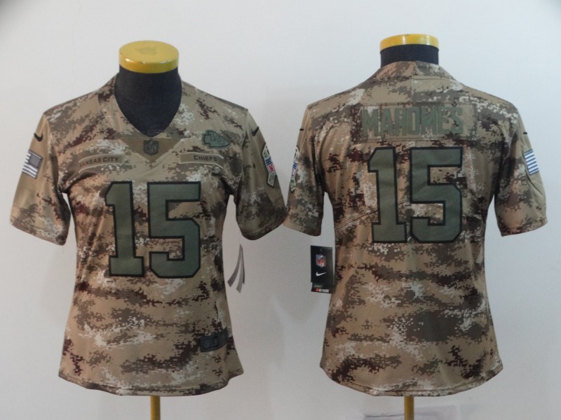  Chiefs 15 Patrick Mahomes Camo Women Salute To Service Limited Jersey