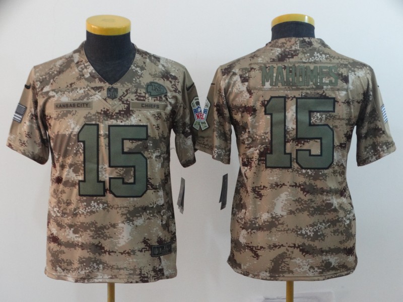  Chiefs 15 Patrick Mahomes Camo Youth Salute To Service Limited Jersey