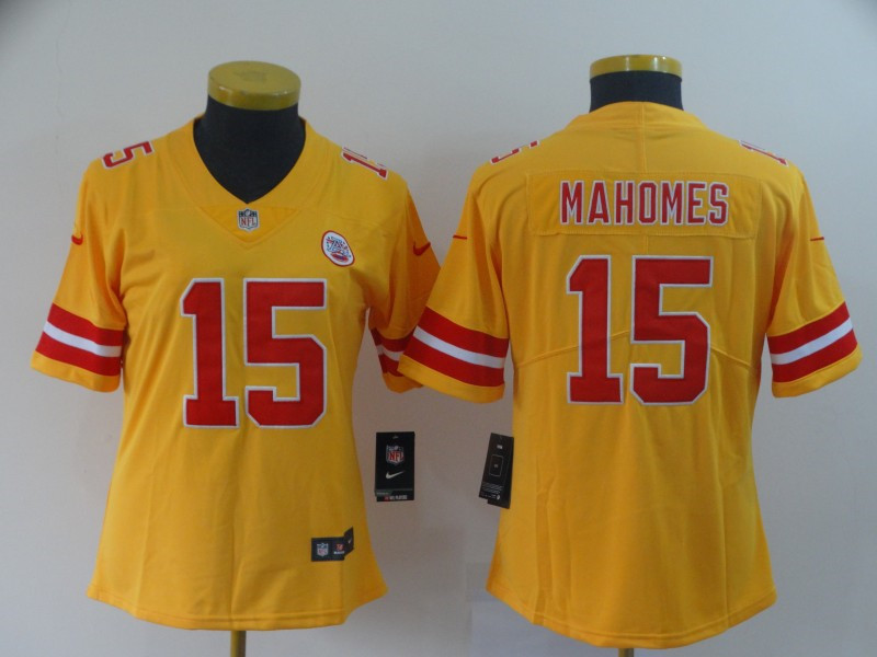 Nike Chiefs 15 Patrick Mahomes Gold Women Inverted Legend Limited Jersey