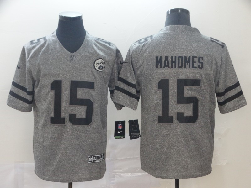 Nike Chiefs 15 Patrick Mahomes Gray Gridiron Gray Vapor Untouchable Limited Jersey