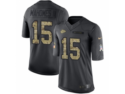  Chiefs 15 Patrick Mahomes II Black Men Stitched NFL Limited 2016 Salute To Service Jersey