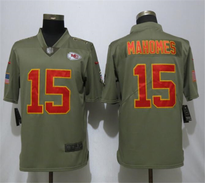  Chiefs 15 Patrick Mahomes Olive Salute To Service Limited Jersey