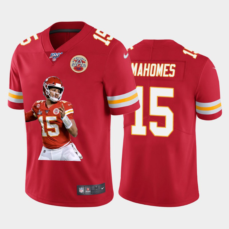 Nike Chiefs 15 Patrick Mahomes Red Player Name Logo 100th Season Vapor Untouchable Limited Jersey