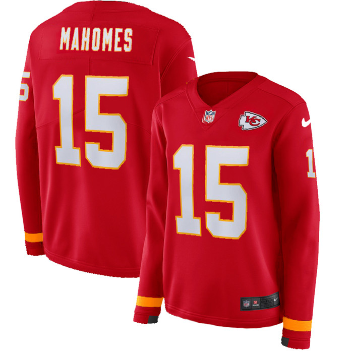  Chiefs 15 Patrick Mahomes Red Women Long Sleeve Limited Jersey