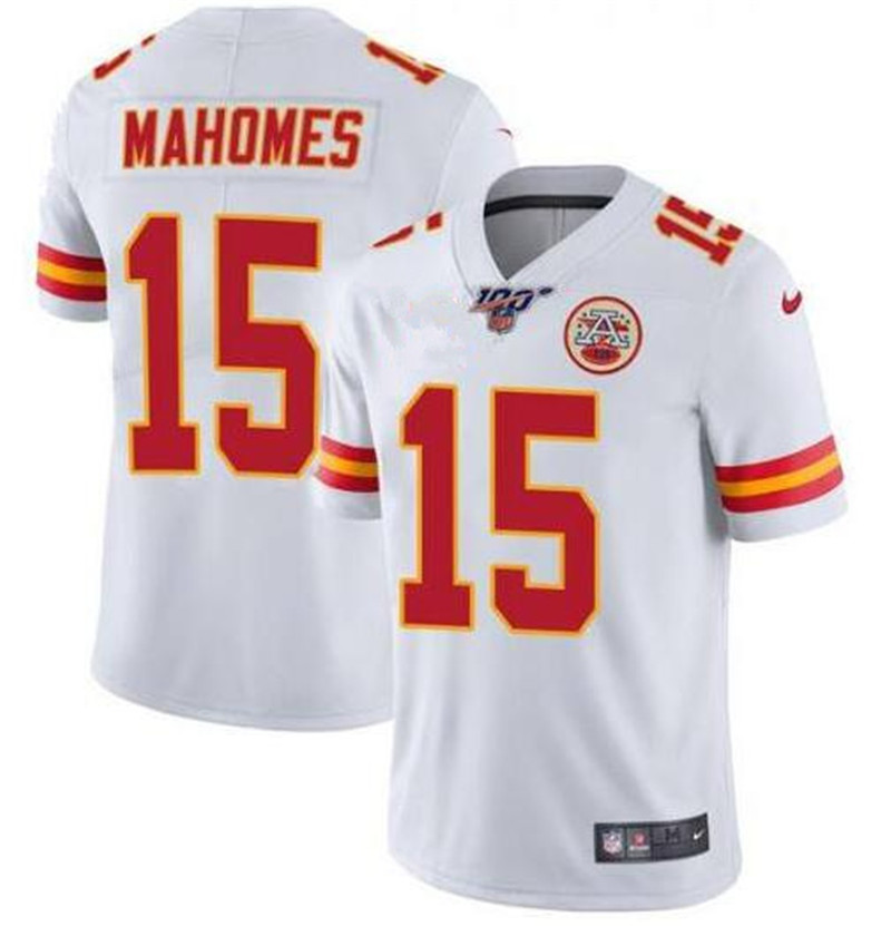 Nike Chiefs 15 Patrick Mahomes White 100th Season Vapor Untouchable Limited Jersey