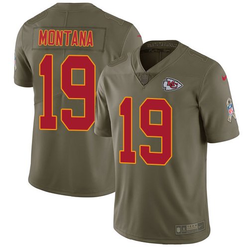  Chiefs 19 Joe Montana Olive Salute To Service Limited Jersey