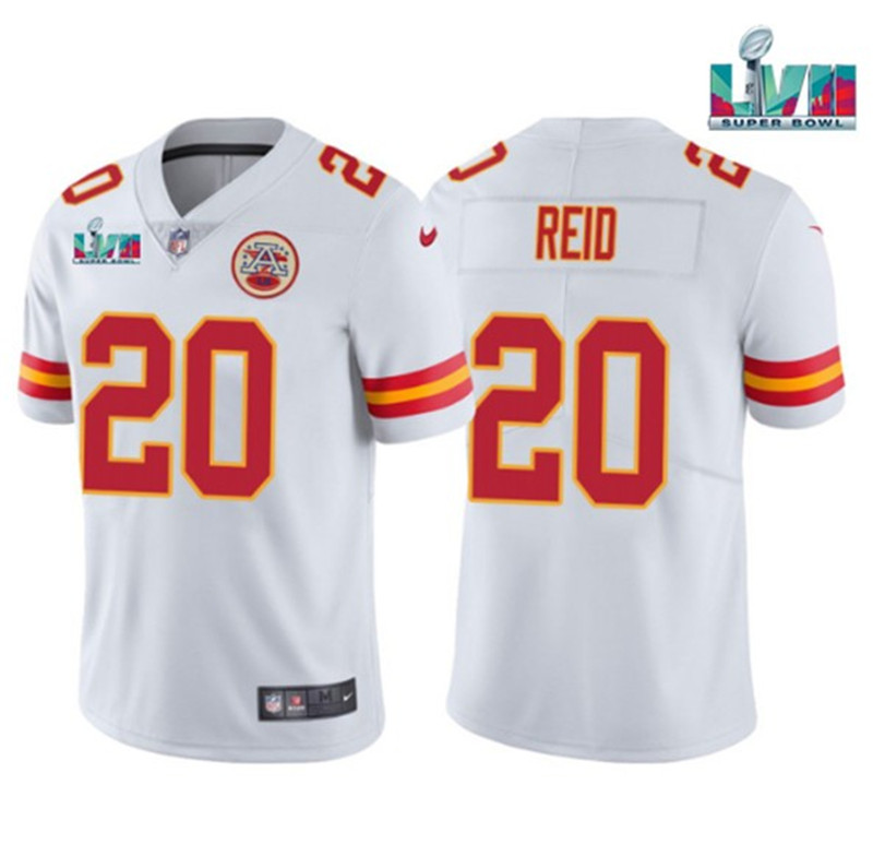 Nike Chiefs 20 Justin Reid White 2023 Super Bowl LVII Vapor Limited Jersey