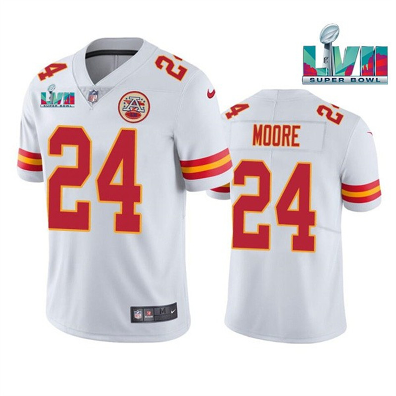 Nike Chiefs 24 Skyy Moore White 2023 Super Bowl LVII Vapor Limited Jersey