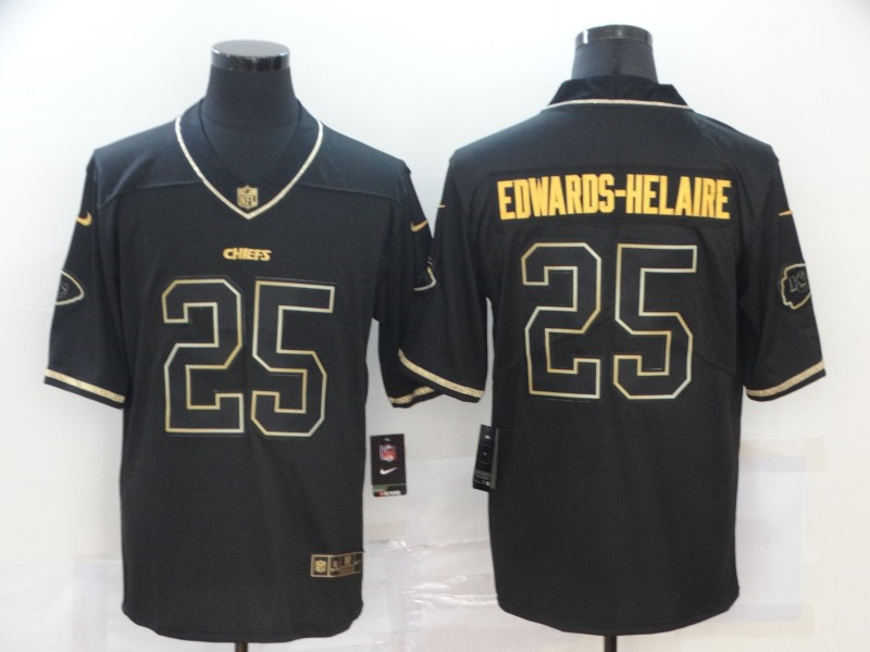 Nike Chiefs 25 Clyde Edwards Helaire Black Gold Vapor Untouchable Limited Jersey