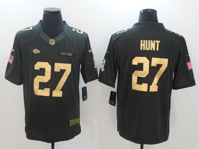  Chiefs 27 Kareem Hunt Anthracite Gold Salute To Service Limited Jersey