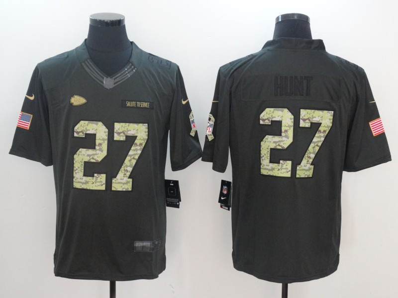  Chiefs 27 Kareem Hunt Anthracite Salute To Service Limited Jersey