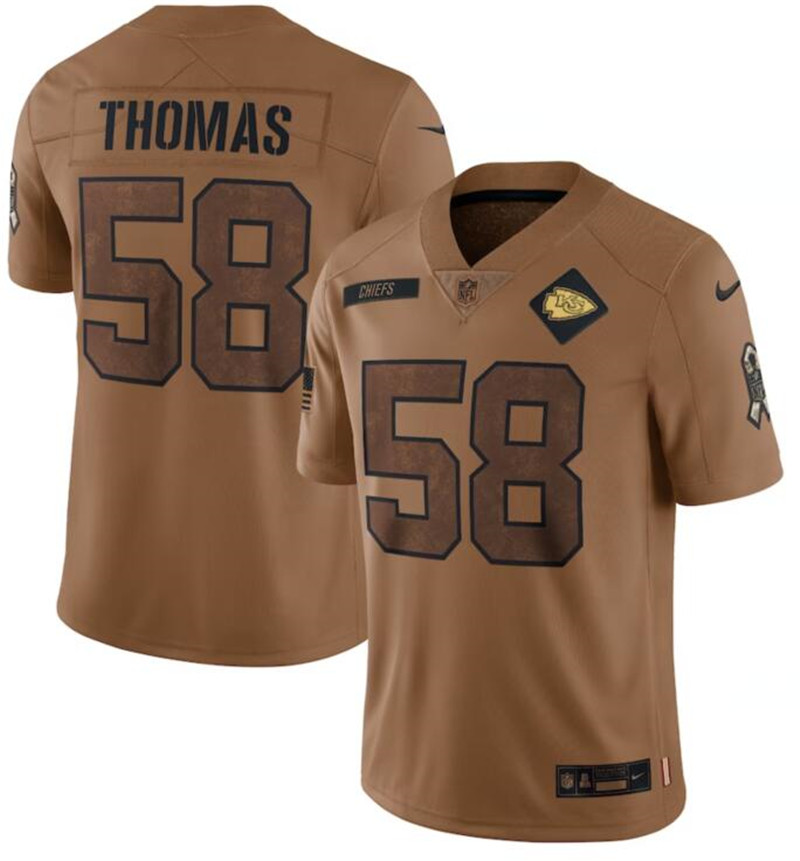 Nike Chiefs 58 Derrick Thomas Brown 2023 Salute To Service Limited Jersey