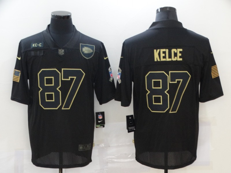 Nike Chiefs 87 Travis Kelce Black 2020 Salute To Service Limited Jersey