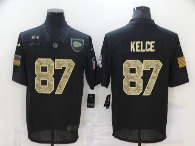 Nike Chiefs 87 Travis Kelce Black Camo 2020 Salute To Service Limited Jersey