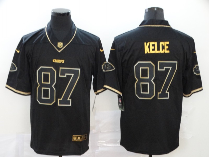 Nike Chiefs 87 Travis Kelce Black Gold Vapor Untouchable Limited Jersey