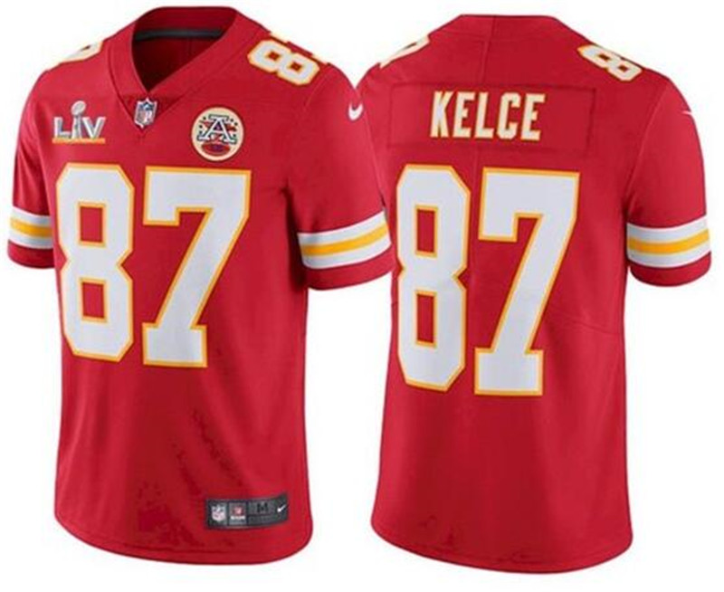 Nike Chiefs 87 Travis Kelce Red 2021 Super Bowl LV Vapor Untouchable Limited Jersey