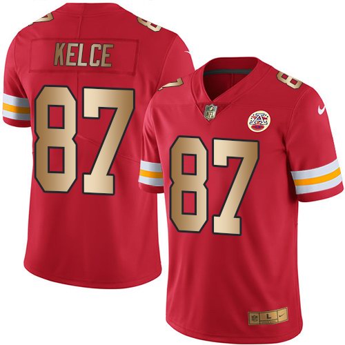  Chiefs 87 Travis Kelce Red Gold Vapor Untouchable Limited Jersey
