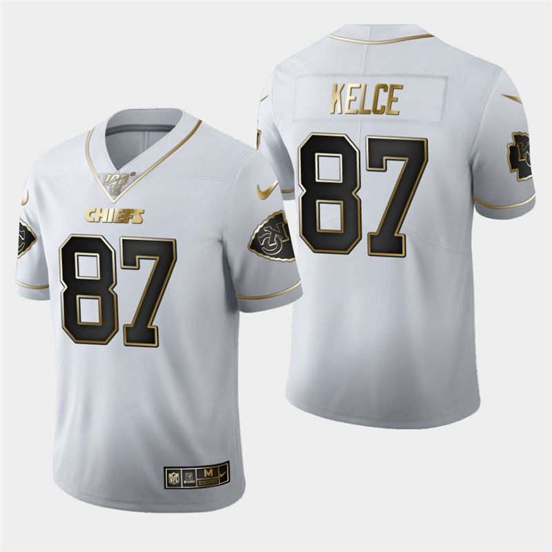 Nike Chiefs 87 Travis Kelce White 100th Season Vapor Untouchable Limited Jersey