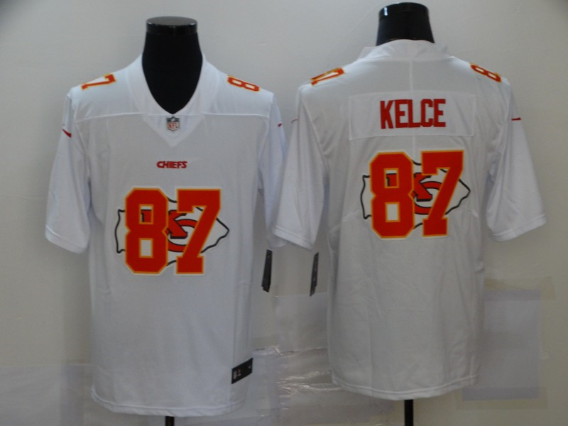 Nike Chiefs 87 Travis Kelce White Shadow Logo Limited Jersey