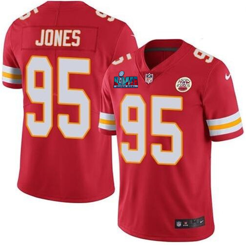Nike Chiefs 95 Chris Jones Red Super Bowl LVII Patch Vapor Untouchable Limited Jersey