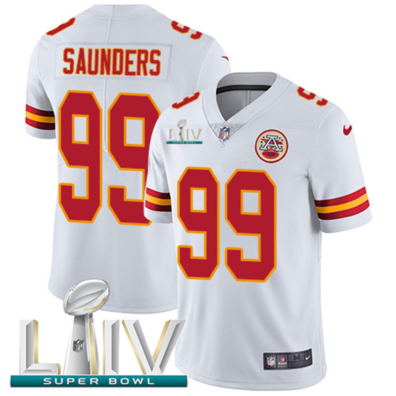 Nike Chiefs 99 Khalen Saunders White 2020 Super Bowl LIV Vapor Untouchable Limited Jersey