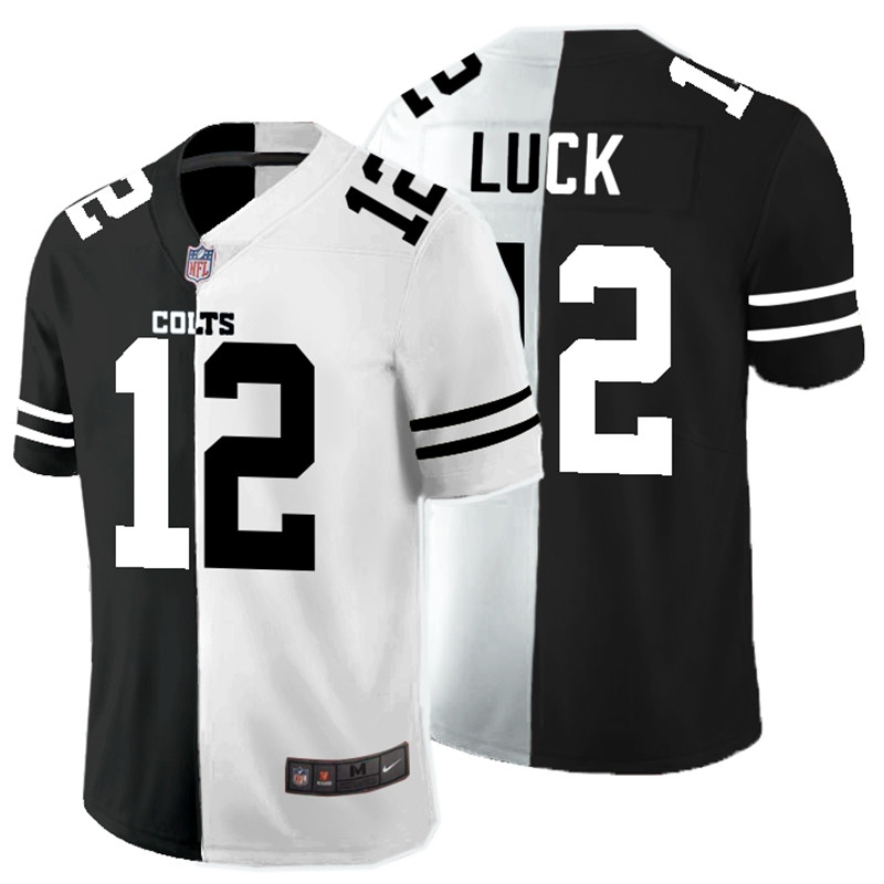 Nike Colts 12 Andrew Luck Black And White Split Vapor Untouchable Limited Jersey