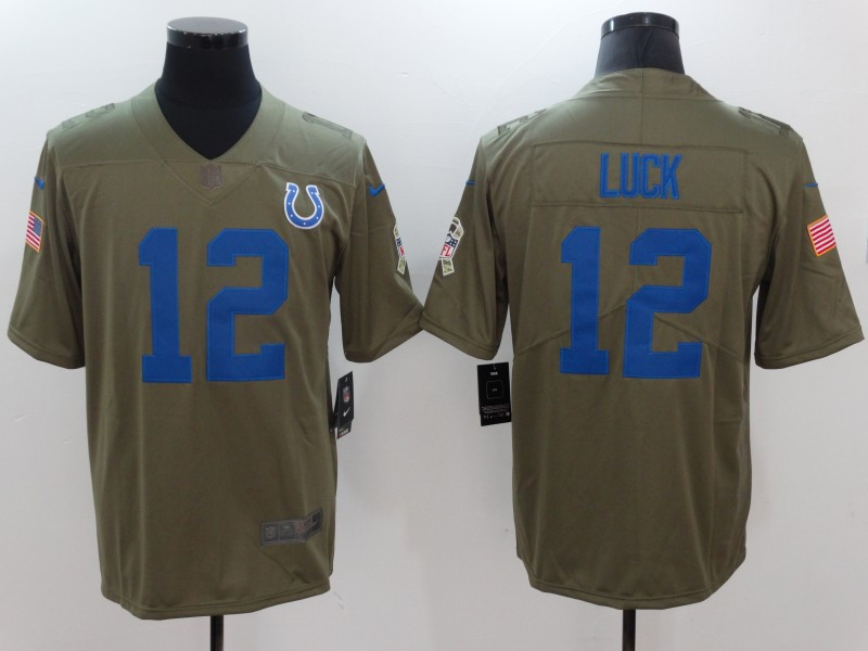  Colts 12 Andrew Luck Olive Salute To Service Limited Jersey