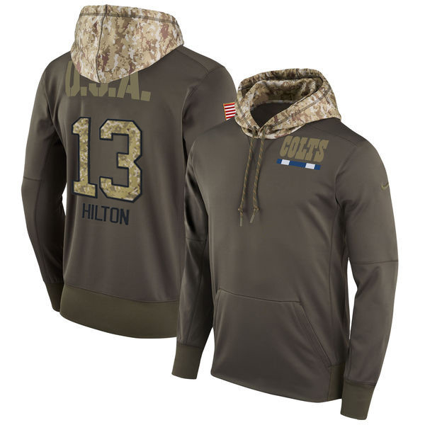  Colts 13 T.Y. Hilton Olive Salute To Service Pullover Hoodie