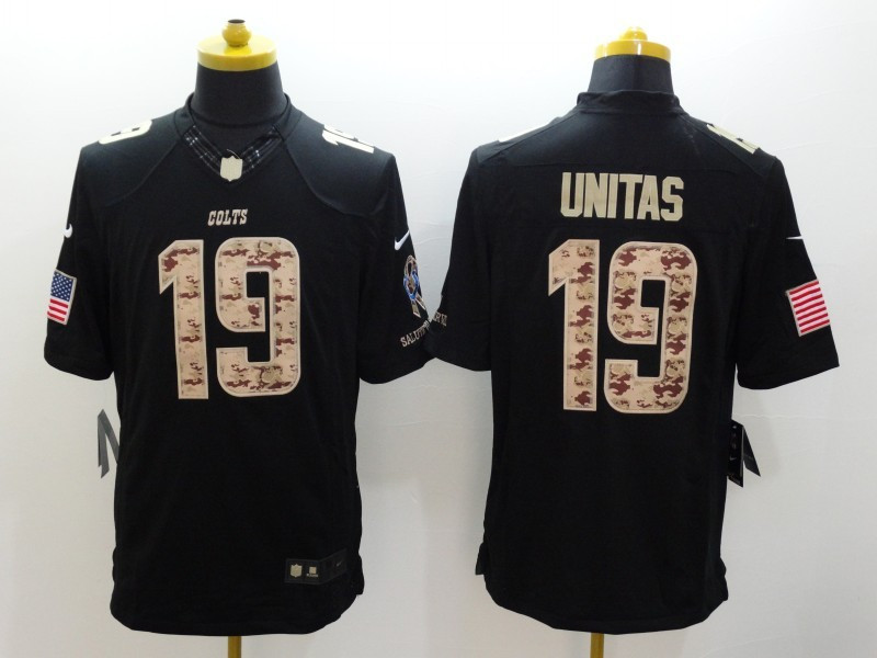  Colts 19 Johnny Unitas Black Salute To Service Limited Jersey