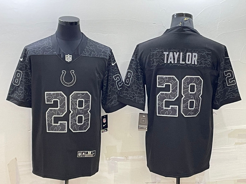 Nike Colts 28 Jonathan Taylor Black RFLCTV Limited Jersey