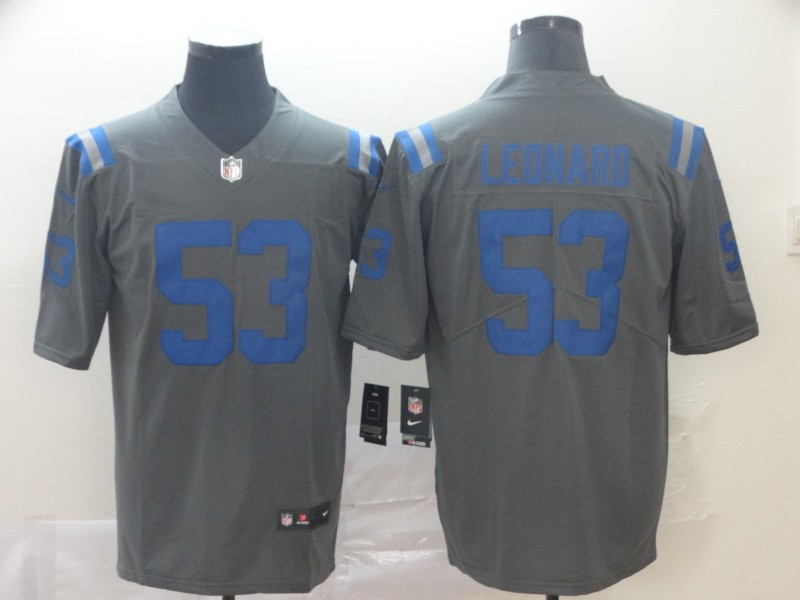 Nike Colts 53 Darius Leonard Gray Inverted Legend Limited Jersey