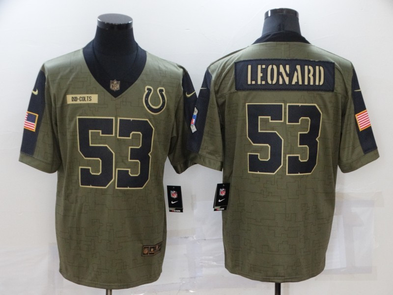 Nike Colts 53 Darius Leonard Olive 2021 Salute To Service Limited Jersey