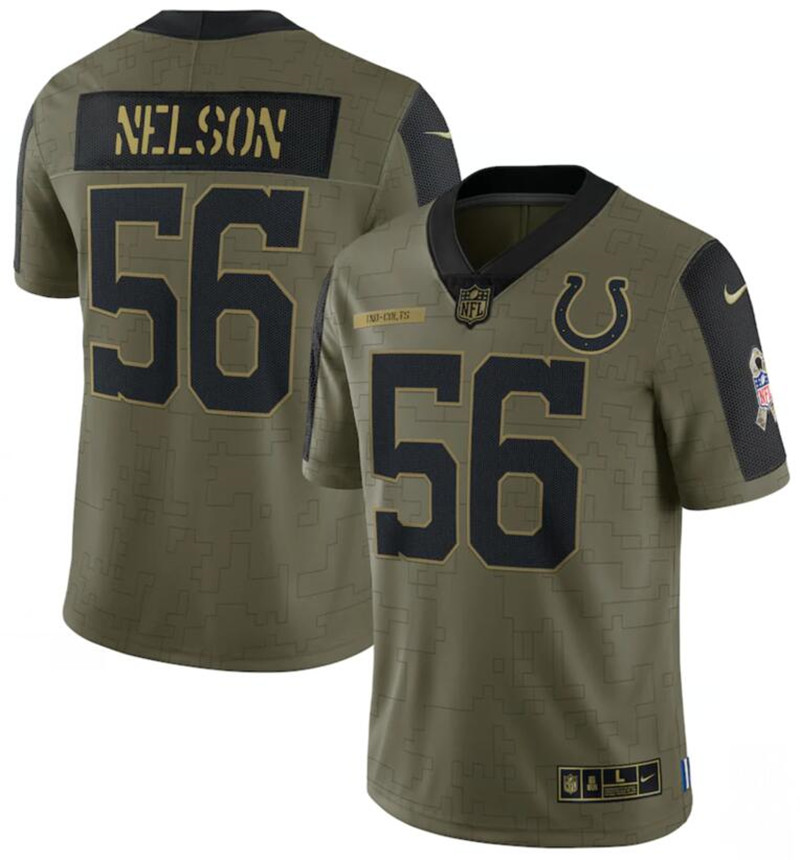 Nike Colts 56 Quenton Nelson Olive 2021 Salute To Service Limited Jersey