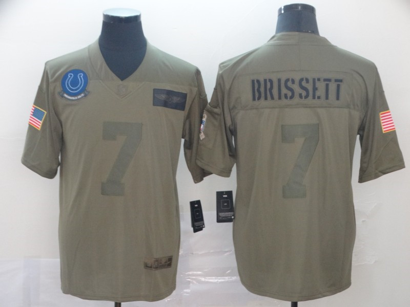 Nike Colts 7 Jacoby Brissett 2019 Olive Salute To Service Limited Jersey