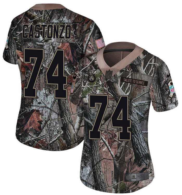  Colts 74 Anthony Castonzo Camo Women Rush Limited Jersey