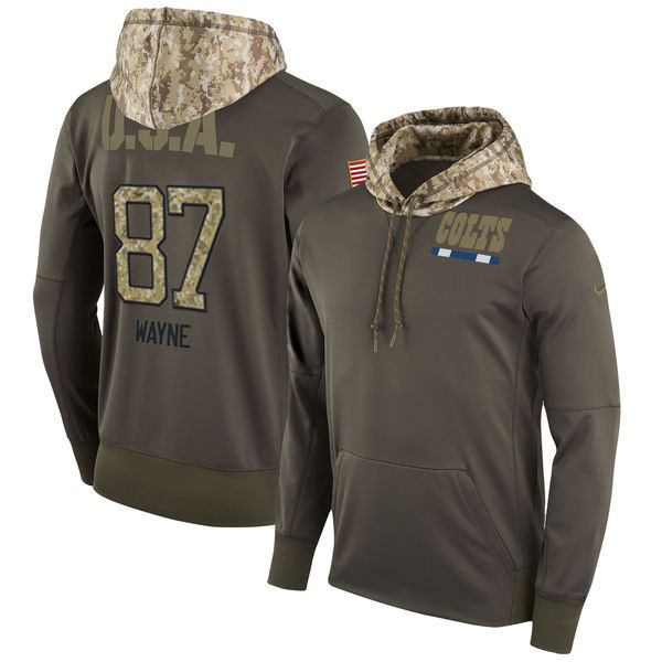  Colts 87 Reggie Wayne Olive Salute To Service Pullover Hoodie