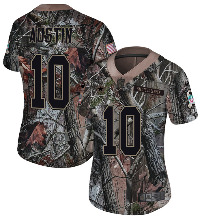  Cowboys 10 Tavon Austin Camo Women Rush Limited Jersey