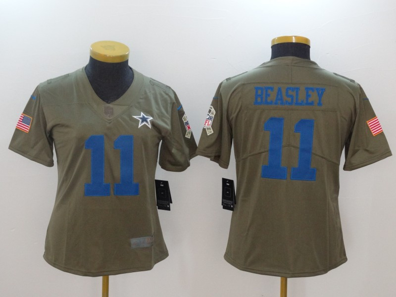  Cowboys 11 Cole Beasley Olive Women Salute To Service Limited Jersey