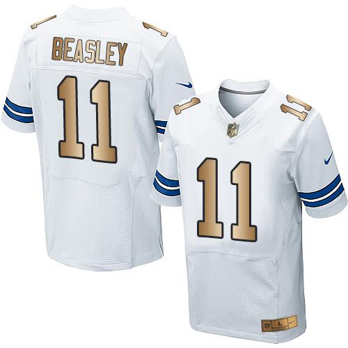  Cowboys 11 Cole Beasley White Men Stitched NFL Elite Gold Jersey