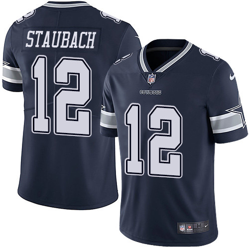  Cowboys 12 Roger Staubach Navy Vapor Untouchable Player Limited Jersey