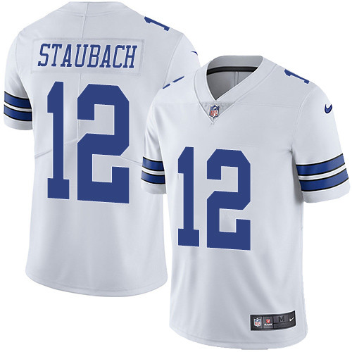  Cowboys 12 Roger Staubach White Vapor Untouchable Player Limited Jersey