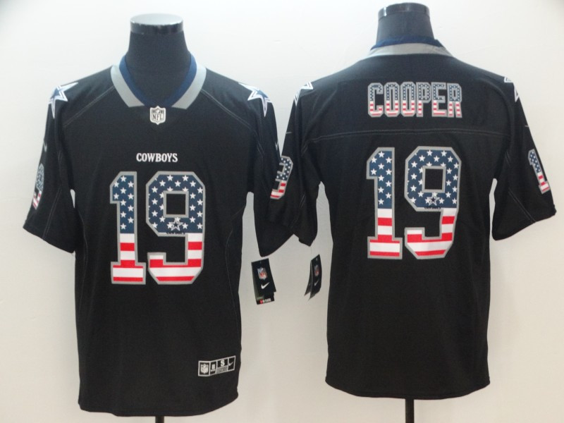  Cowboys 19 Amari Cooper Black USA Flag Fashion Limited Jersey