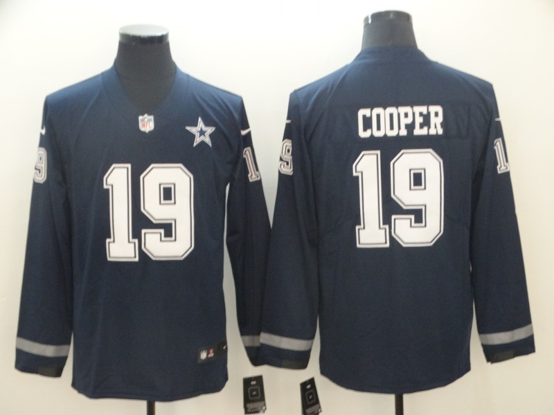  Cowboys 19 Amari Cooper Navy Therma Long Sleeve Jersey