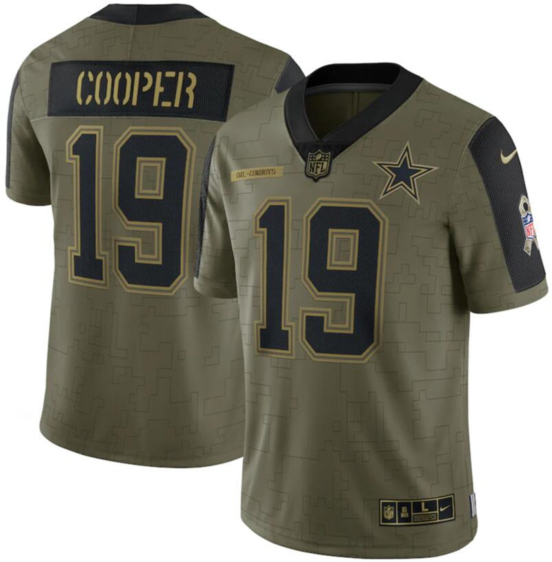 Nike Cowboys 19 Amari Cooper Olive 2021 Salute To Service Limited Jersey