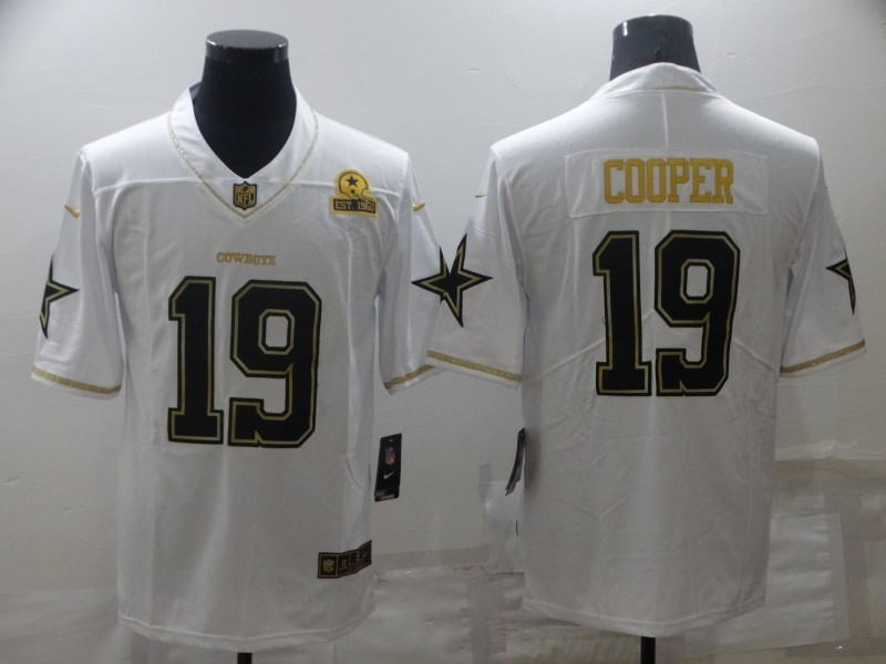 Nike Cowboys 19 Amari Cooper White Gold Est 1960 Patch Vapor Limited Jersey