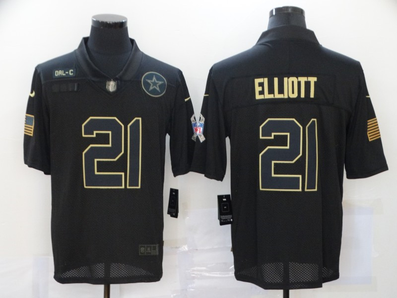 Nike Cowboys 21 Ezekiel Elliott Black 2020 Salute To Service Limited Jersey