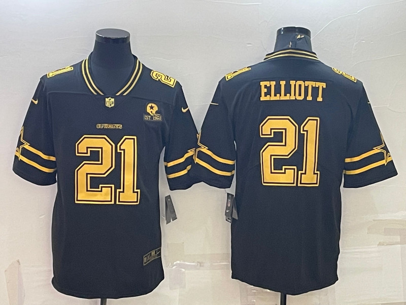 Nike Cowboys 21 Ezekiel Elliott Black Gold Vapor Limited Jersey