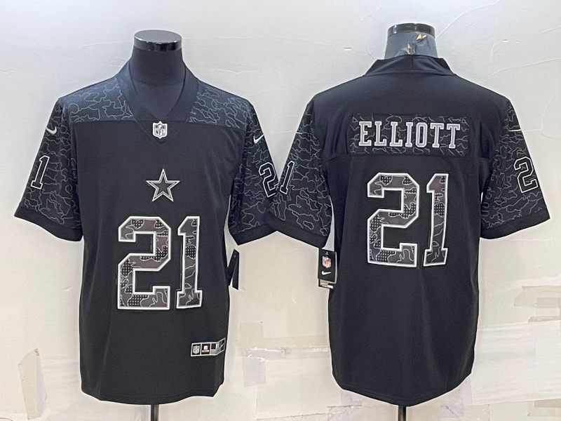 Nike Cowboys 21 Ezekiel Elliott Black RFLCTV Limited Jersey